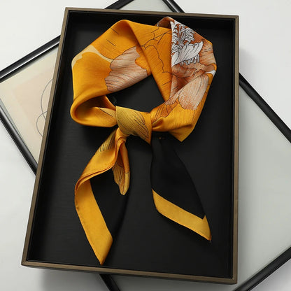 Silk Feel Square Scarf for Women – Satin Hair Wrap & Foulard Shawl