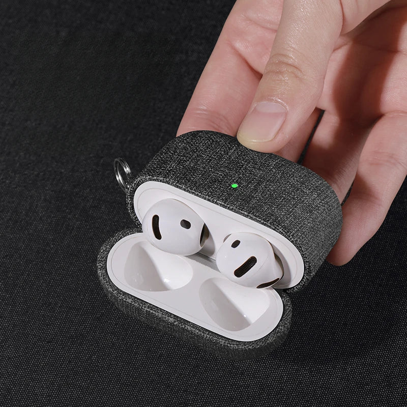 Fabric Texture AirPods Case with Carabiner Clip