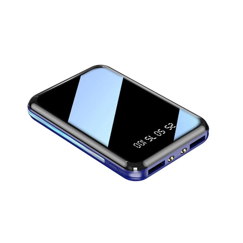Mini Power Bank with Mirror Screen & LED Display – 10000mAh / 20000mAh Portable Charger