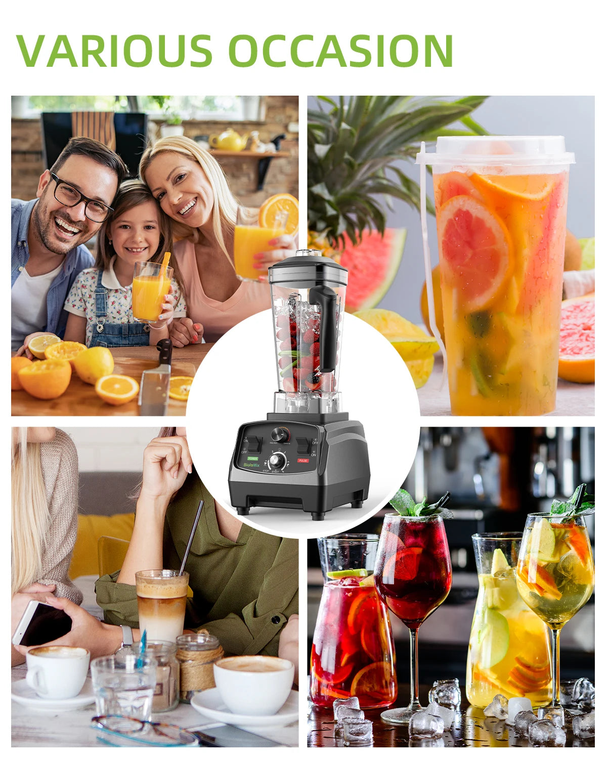 BioloMix 2200W Professional Heavy Duty Blender – Commercial Grade Smoothie & Food Processor