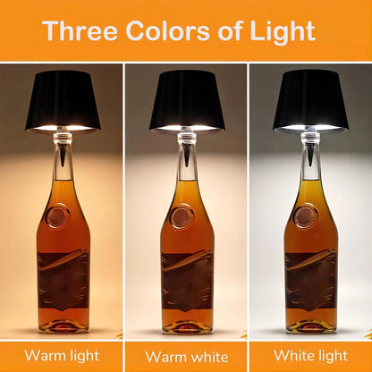 Wireless Bottle Lamp – Touch Control, 3-Color Stepless Dimming for Bar & Restaurant