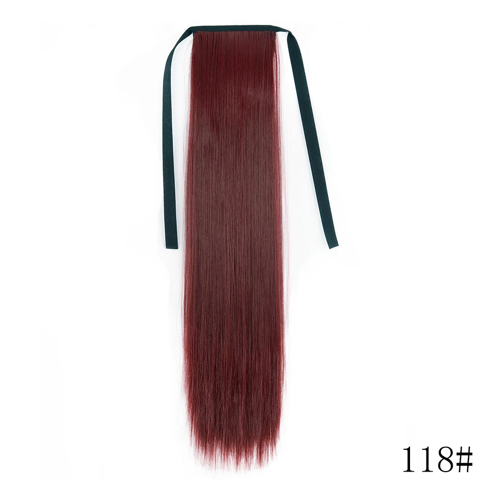 Wrap Around Ponytail Extension Synthetic Straight Hair 22-34 Inch