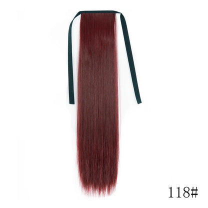 Wrap Around Ponytail Extension Synthetic Straight Hair 22-34 Inch