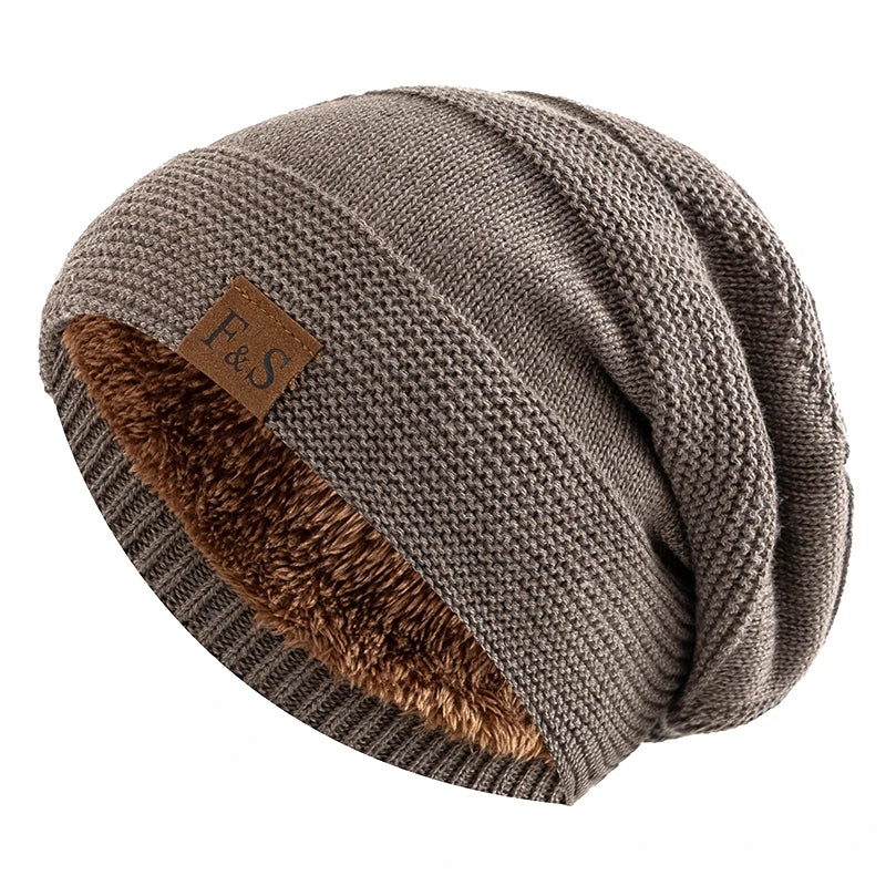 Fur Lined Slouchy Knit Beanie – Unisex Winter Hat