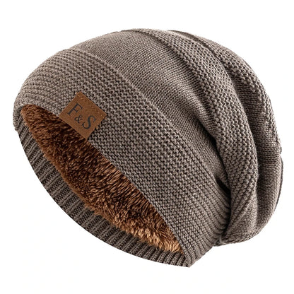 Fur Lined Slouchy Knit Beanie – Unisex Winter Hat