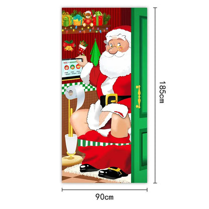 Christmas Door Cover – Santa Claus Holiday Decoration 35x73in