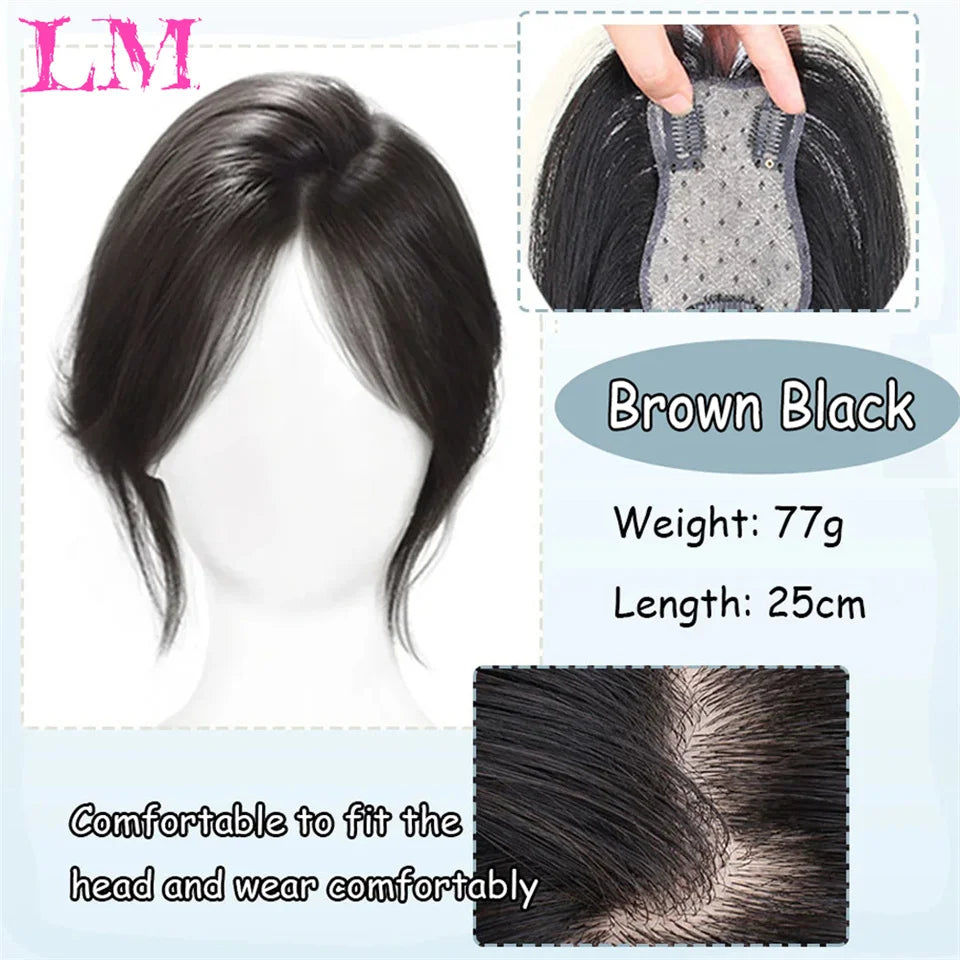 Clip-In Hair Topper with Bangs – Invisible Seamless Crown Coverage