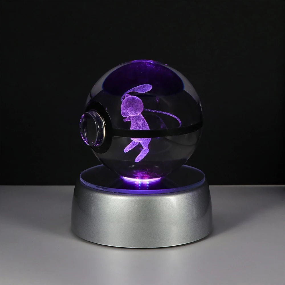 Pokémon Pikachu and Charizard 3D Crystal Poké Ball with LED Base