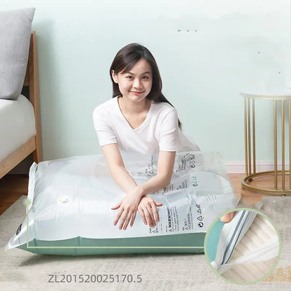 Vacuum Storage Bags No-Pump Space Saver for Bedding & Clothes