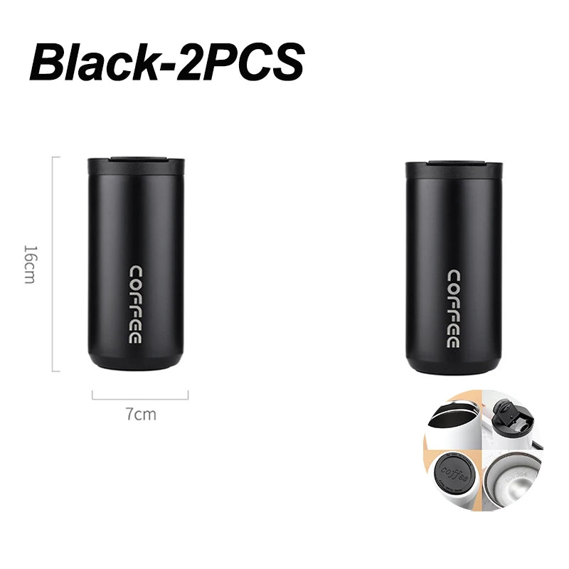 Stainless Steel Vacuum Thermos Coffee Mug 400ml – Leakproof Travel Cup