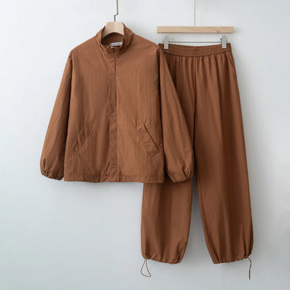 Women's Jacket and Wide Leg Pants Set Casual Sporty Two-Piece