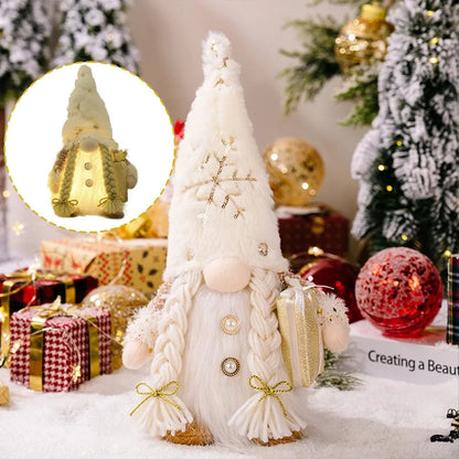 Light-Up Christmas Gnome Figurine – Glowing Sequin Faceless Doll Holiday Decoration