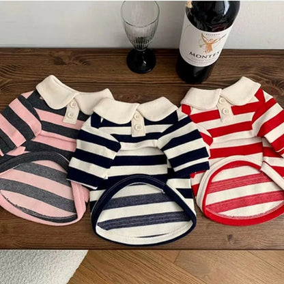 Striped Dog Polo Shirt – Cute Breathable Summer Pet Top
