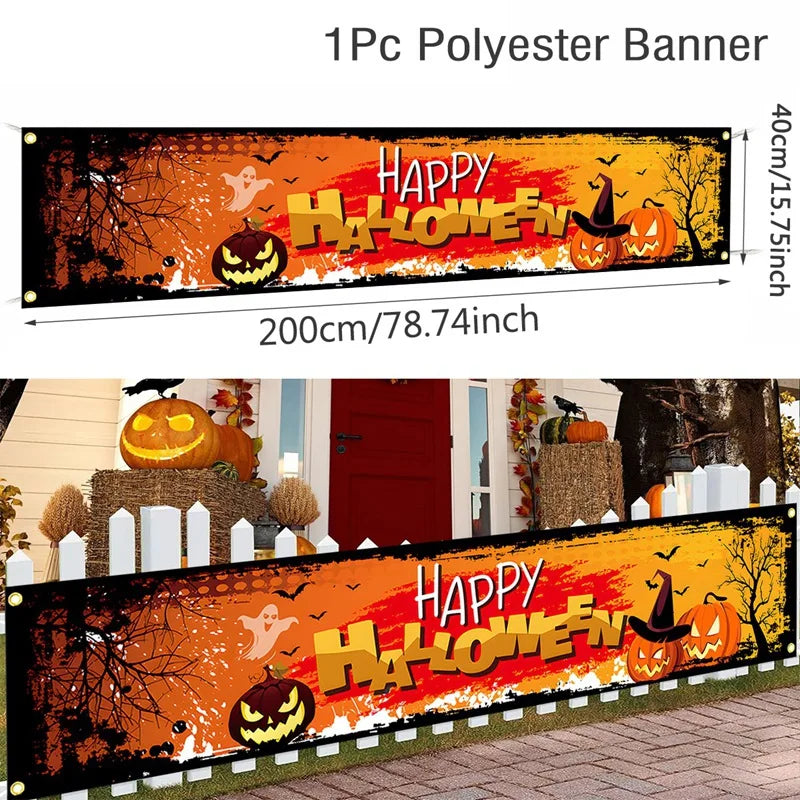 Halloween Banner Outdoor Decoration – Pumpkin Ghost Yard Sign