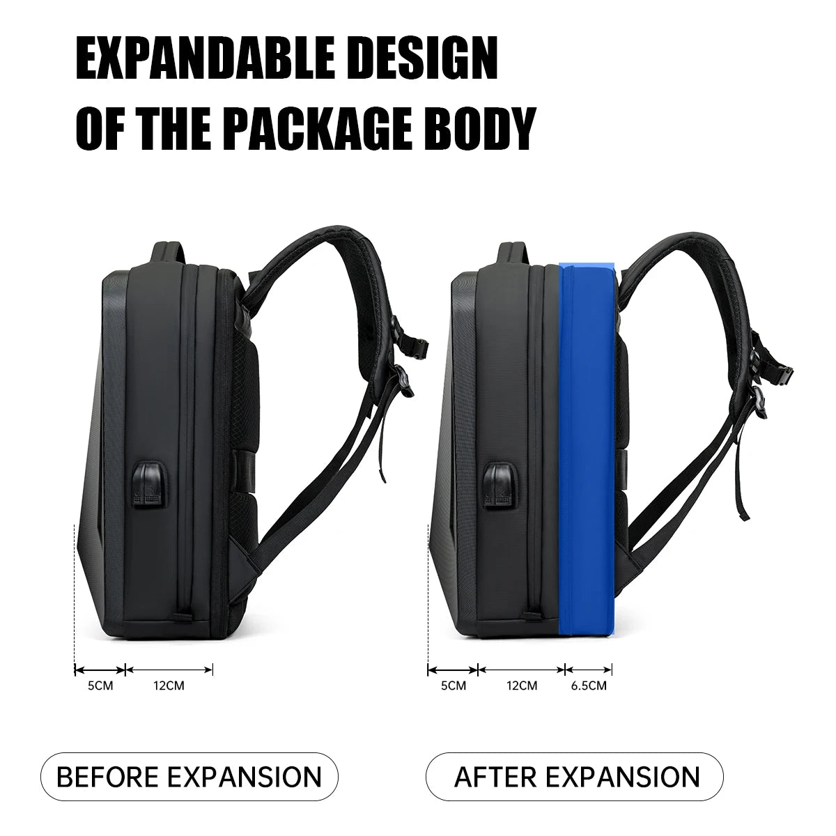 Expandable Men's Laptop Backpack – Business Travel & Gaming