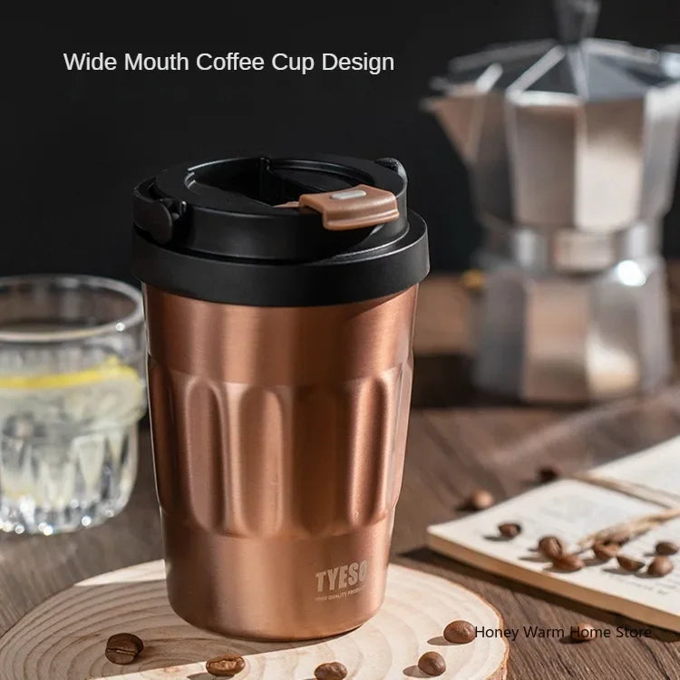 TYESO Insulated Coffee Tumbler – Stainless Steel Vacuum Flask 400ml & 500ml