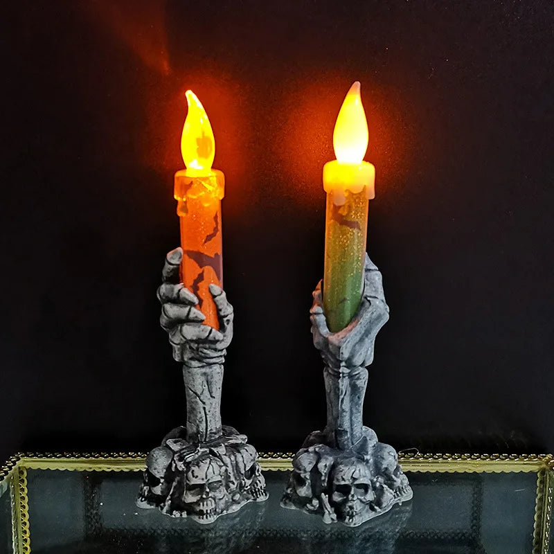 Halloween Skeleton Hand LED Candle Holder