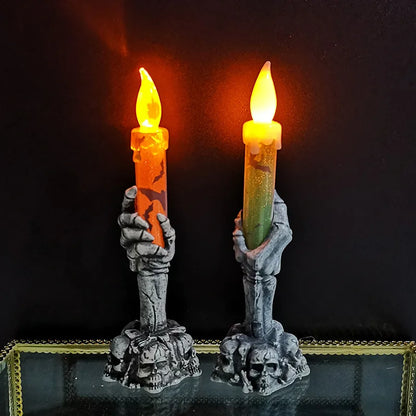 Halloween Skeleton Hand LED Candle Holder
