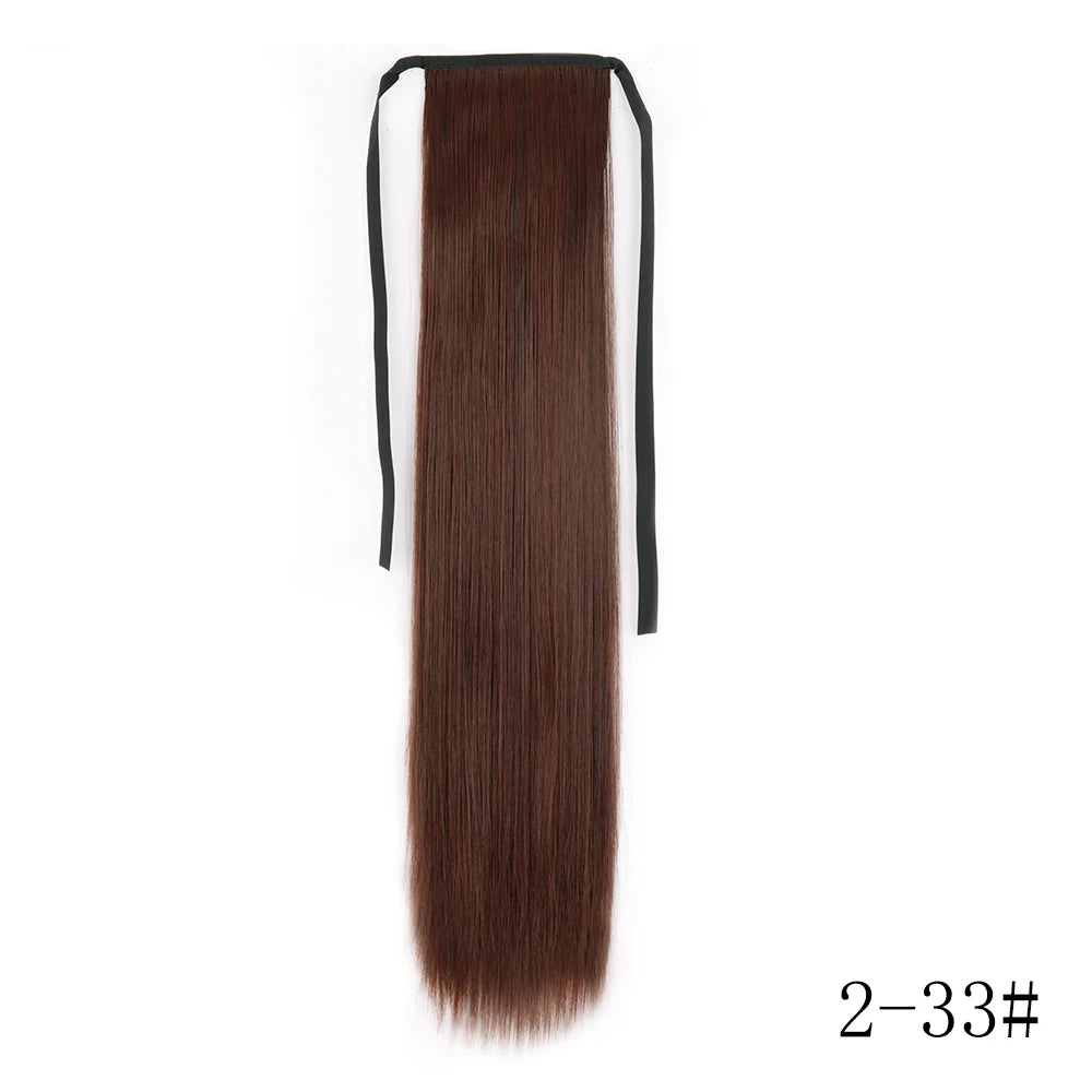 Wrap Around Ponytail Extension Synthetic Straight Hair 22-34 Inch