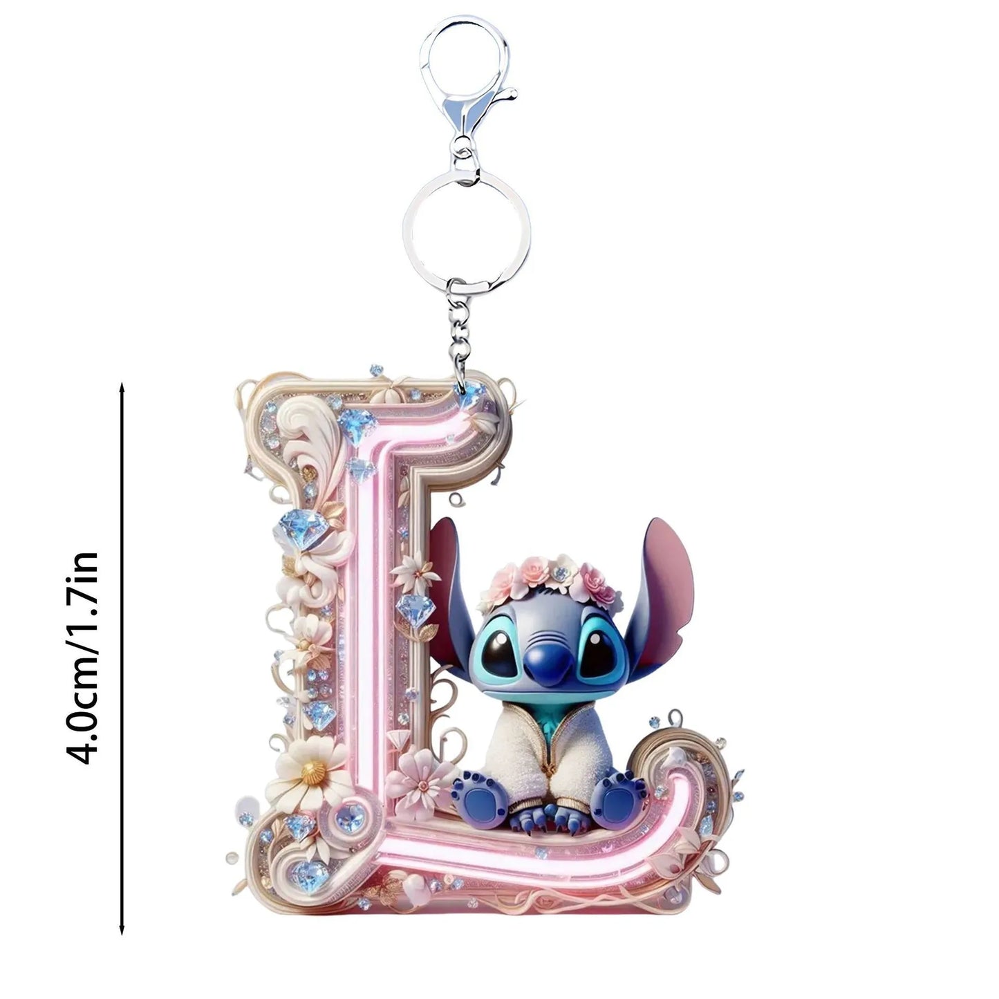 Stitch Letter Keychain – Acrylic Initial Pendant A–Z