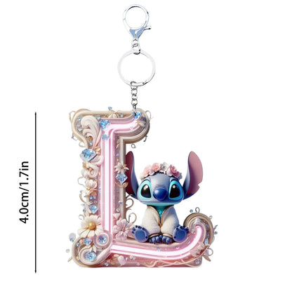 Stitch Letter Keychain – Acrylic Initial Pendant A–Z