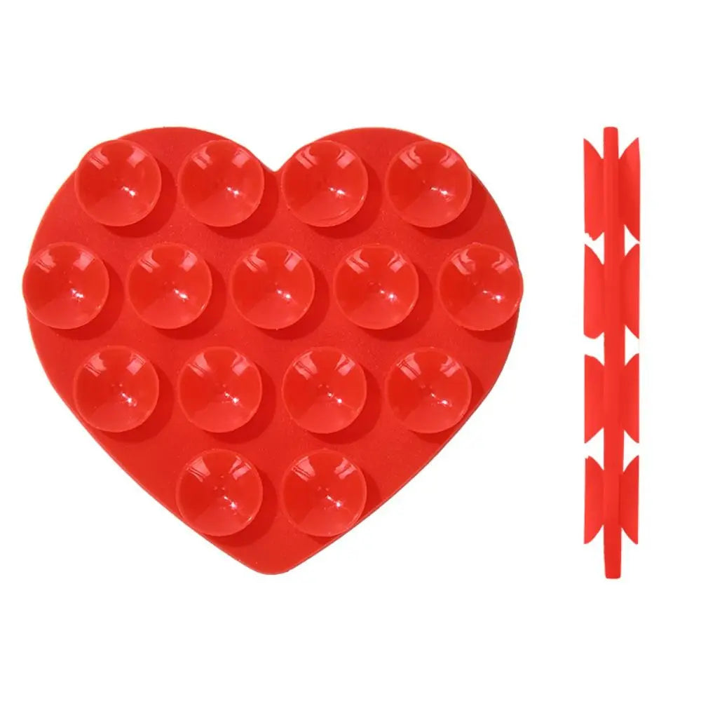 Heart-Shape Suction Cup Phone Holder – Silicone Grip Pad