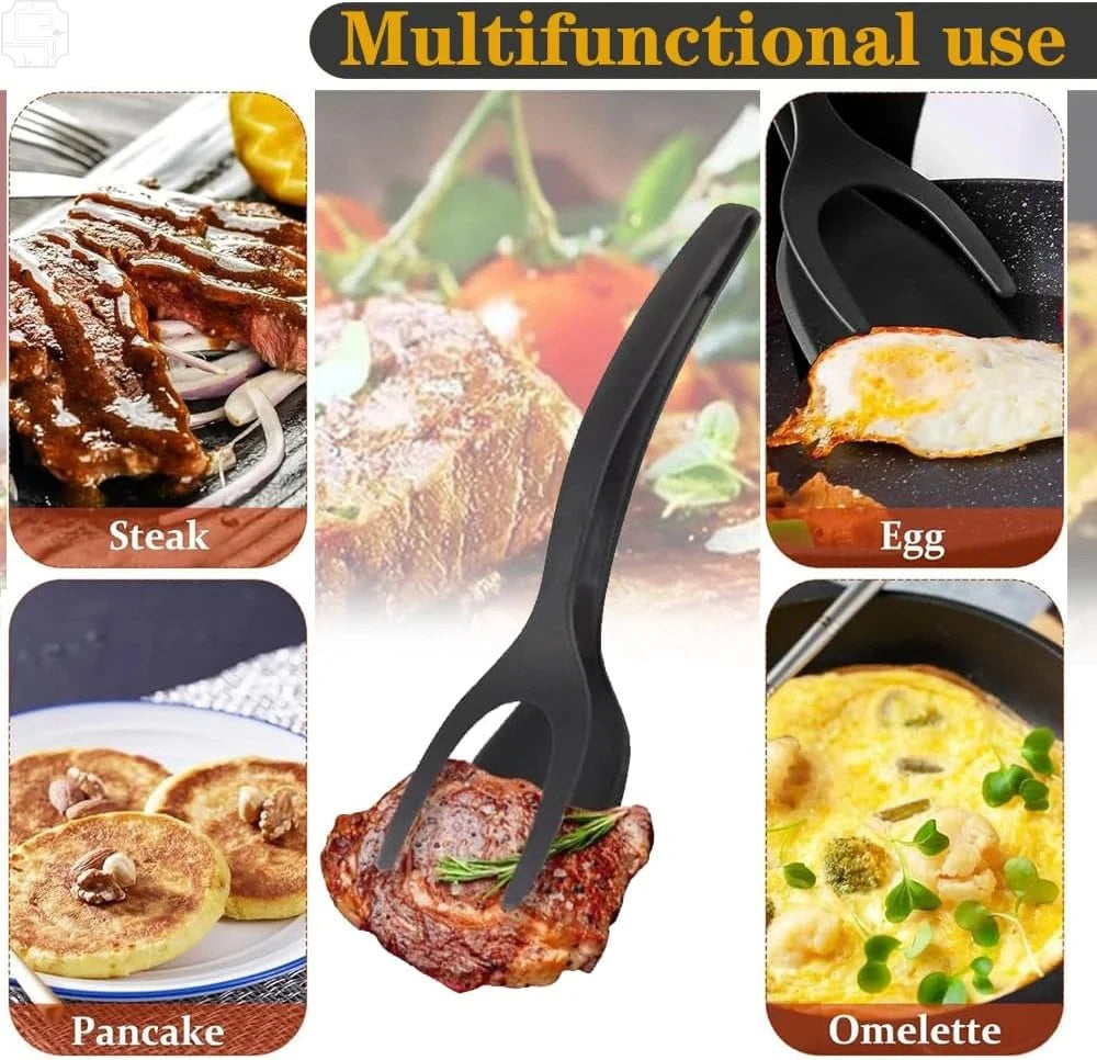 2-in-1 Grip & Flip Spatula Tongs – Nylon Kitchen Turner