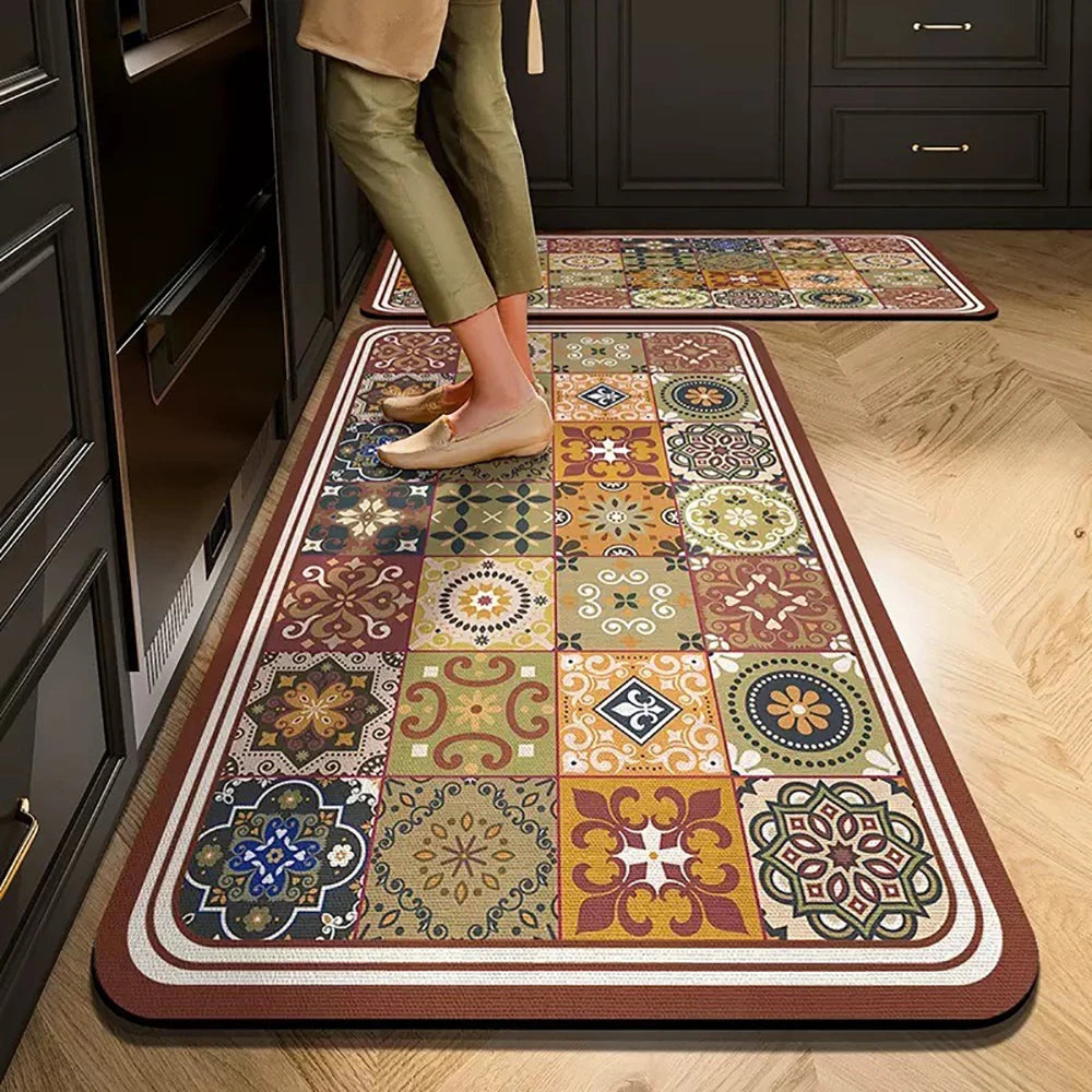Non-Slip Kitchen Mat Set – Crystal Velvet Absorbent Rugs for Kitchen & Bathroom