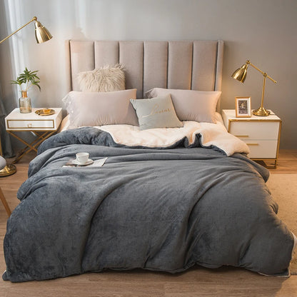 Double-Sided Wool Throw Blanket – Thick Warm Winter Bed Blanket, 12 Colors