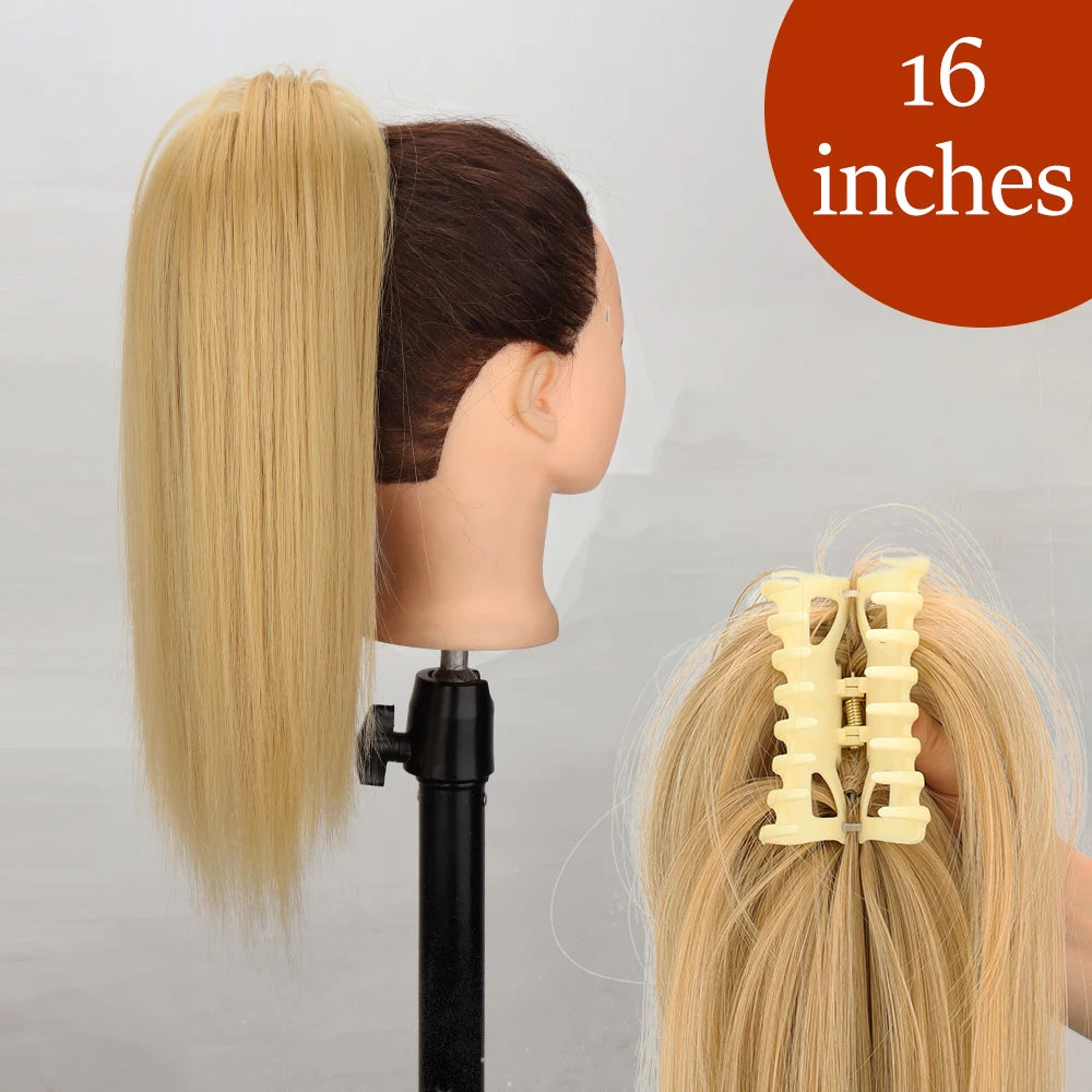 Claw Clip Ponytail Hair Extension 24 Inch Wavy Synthetic Heat Resistant
