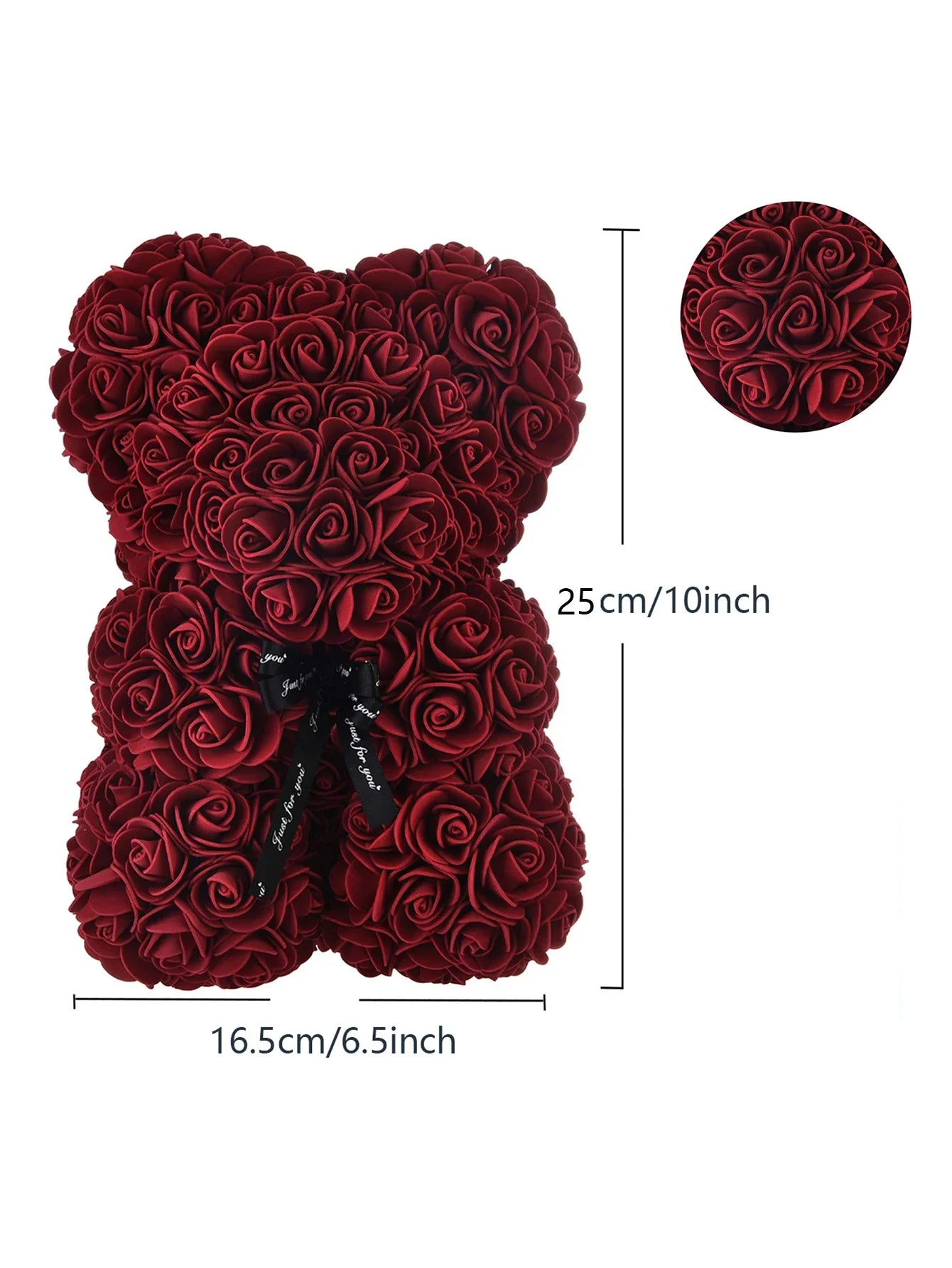 Rose Teddy Bear – Artificial Flower Bear Gift for Valentine's Day, Mother's Day & Birthdays