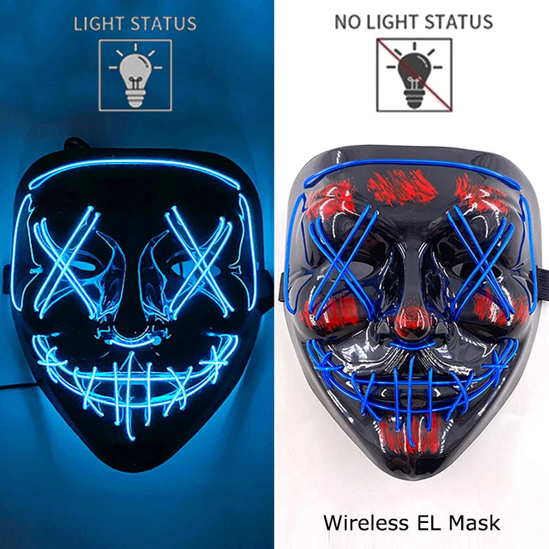 LED Purge Mask – Neon Glow Halloween Cosplay Mask