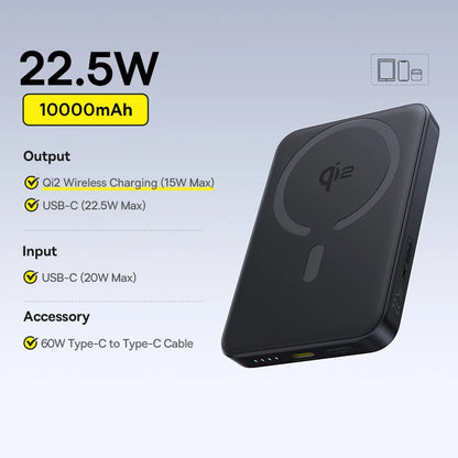 Baseus Qi2 Magnetic Power Bank 10000mAh – 25W Wireless & 45W Wired Charging