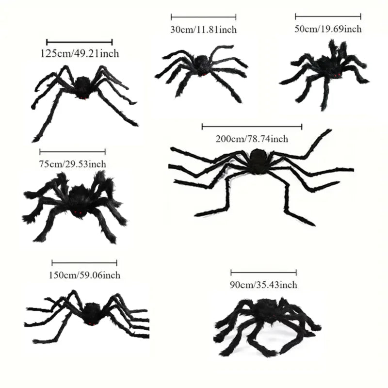 Giant Plush Spider Halloween Decoration – Outdoor Horror Prop 30–200cm