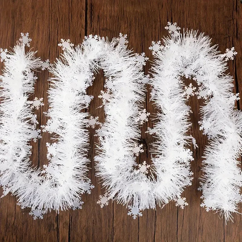 Christmas Tinsel Garland with Snowflakes & Tree Cutouts – 2M