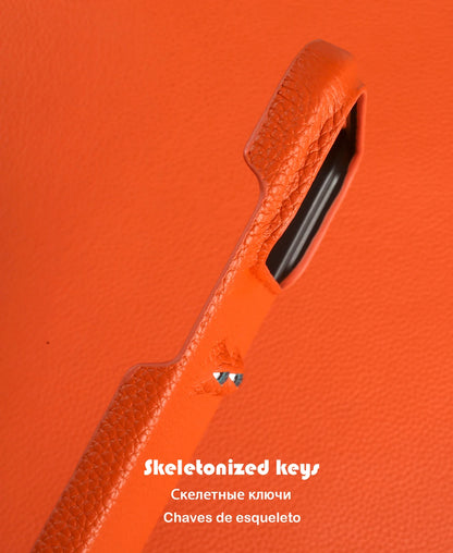 Eyes Lychee Genuine Leather iPhone Case