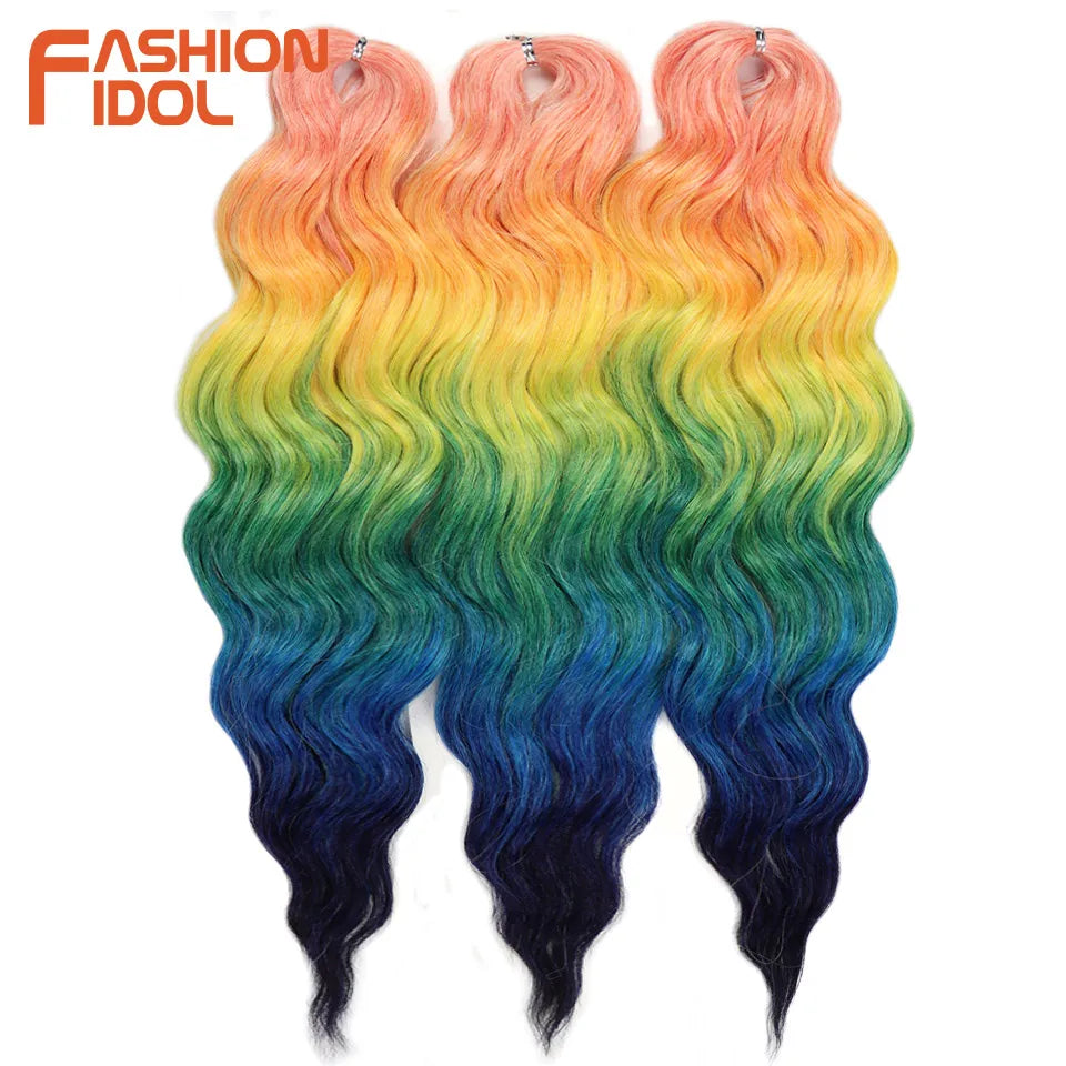 Deep Wave Braiding Hair Extensions 24 Inch – Synthetic Water Wave Crochet Hair