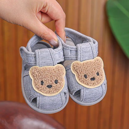 Baby Cartoon Bear Sandals – Soft Rubber Sole First Walker Shoes