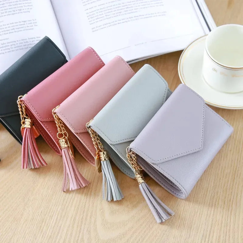 Women's Tassel Wallet Small PU Leather Coin Purse
