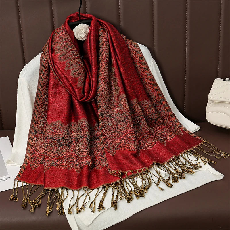 Paisley Print Cashmere Pashmina Shawl for Women – Warm Winter Wrap
