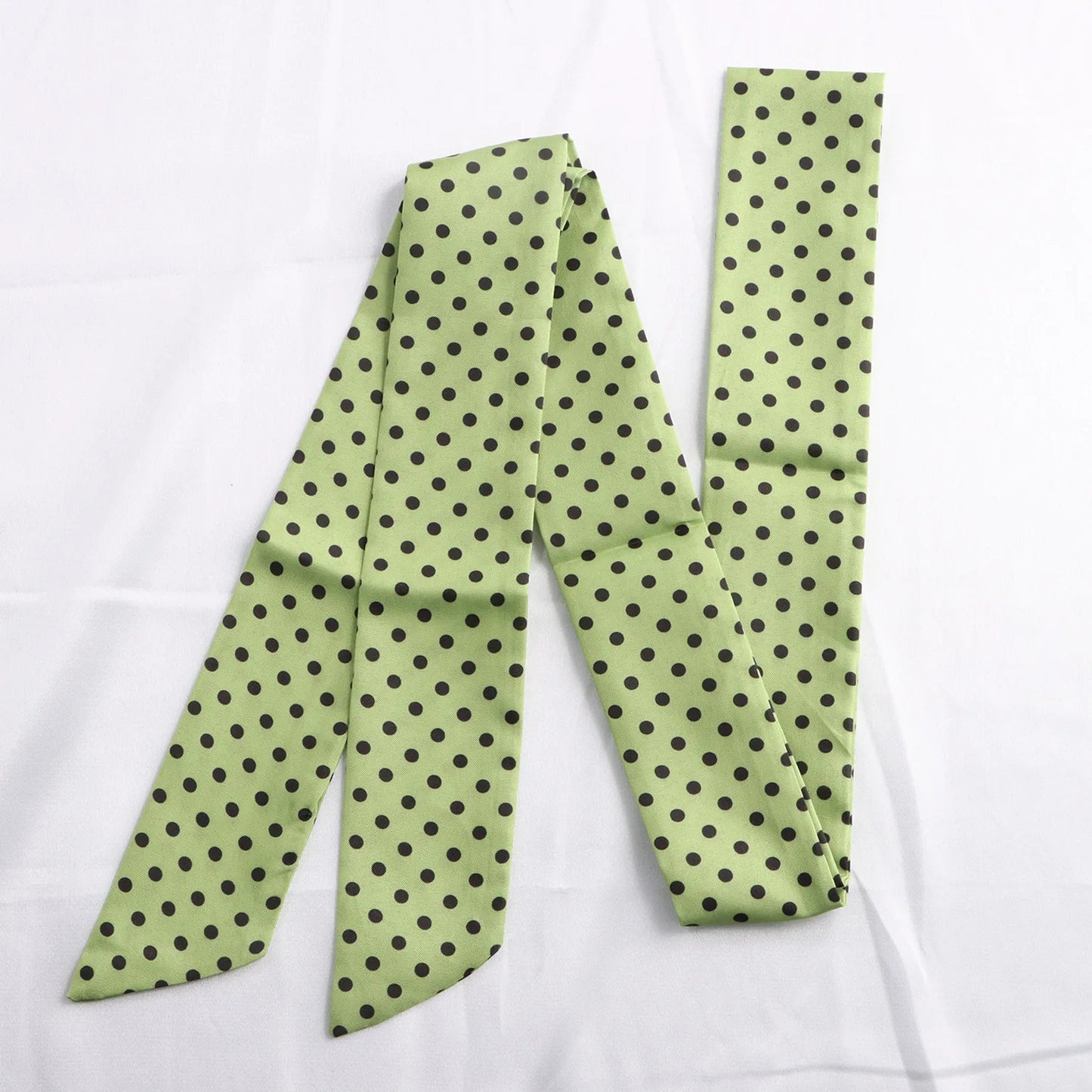 Silk Ribbon Neck Scarf for Women – Polka Dot Skinny Neckerchief & Bandana