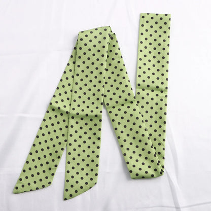 Silk Ribbon Neck Scarf for Women – Polka Dot Skinny Neckerchief & Bandana