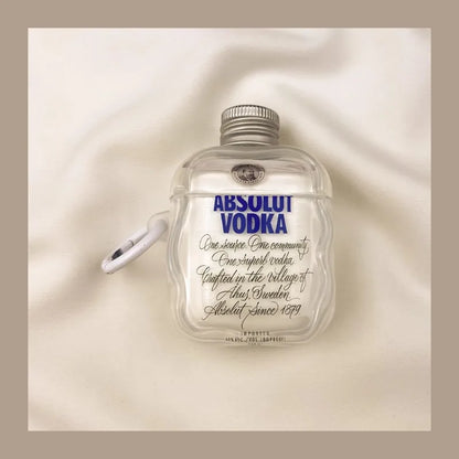 Vodka Bottle AirPods Case – Clear 3D Shape with Mini Bottle Keychain