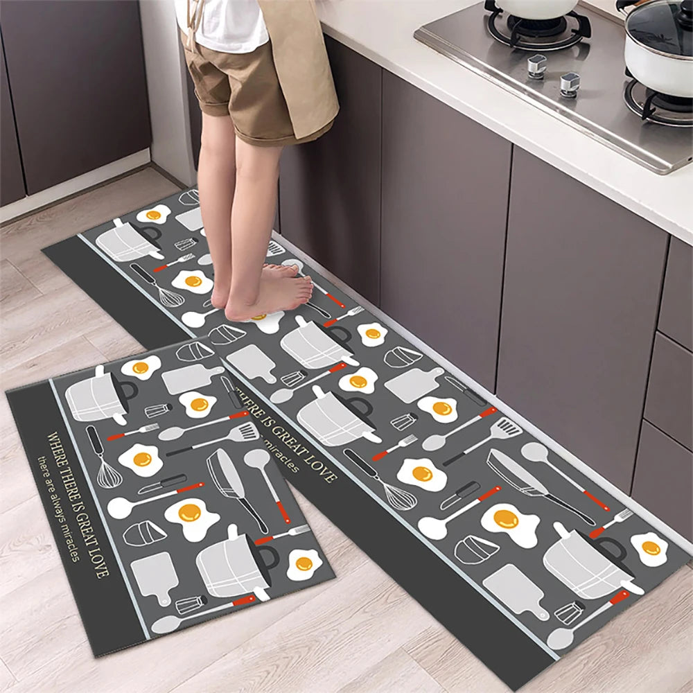 Non-Slip Kitchen Mat Set – Crystal Velvet Absorbent Rugs for Kitchen & Bathroom
