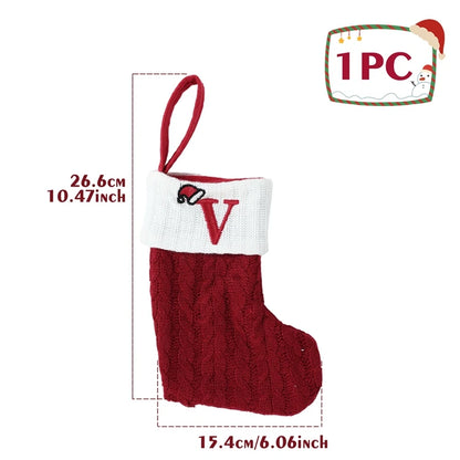Christmas Alphabet Knit Stocking Ornament – 26 Letters