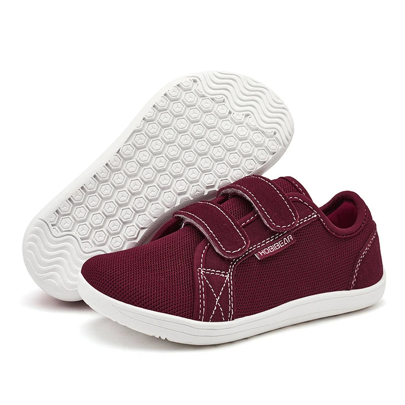 Kids Barefoot Sneakers Wide Toe Mesh Shoes with Hook & Loop Strap