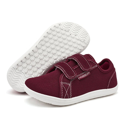 Kids Barefoot Sneakers Wide Toe Mesh Shoes with Hook & Loop Strap