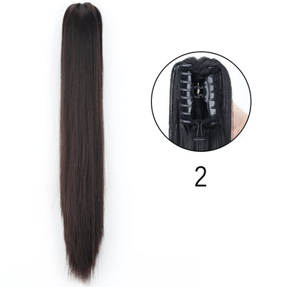 Claw Clip Ponytail Hair Extension 24 Inch Wavy Synthetic Heat Resistant