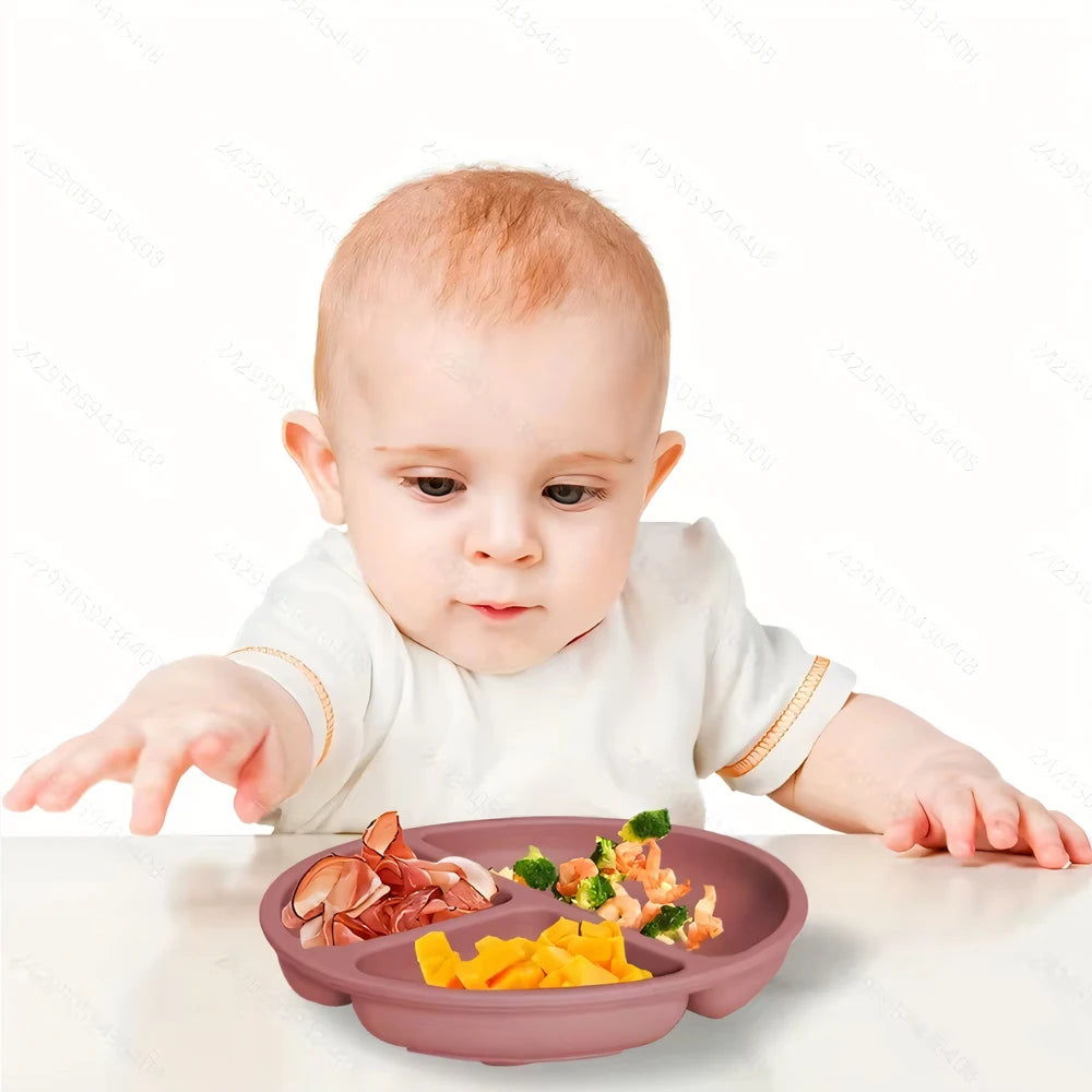 Silicone Baby Suction Plate – Divided Sections with Lid
