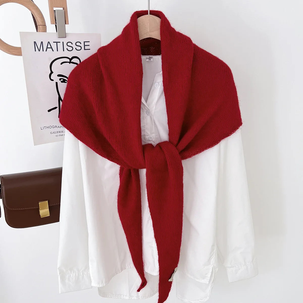 Knitted Triangular Wool Scarf – Women's Winter Warm Headscarf Shawl